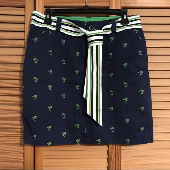 Lilly Pulitzer Navy and Green Embroidered Skirt - Picture 1 of 4